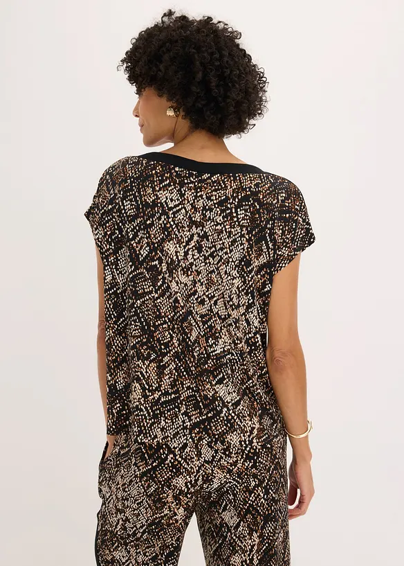 T-shirt avec bordure en satin, bonprix