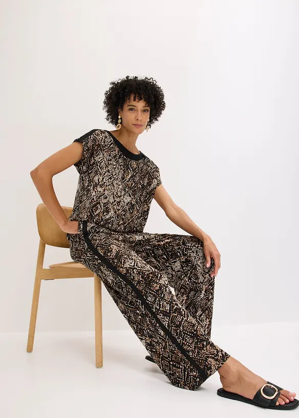 Pantalon en jersey avec bandes de satin, bonprix
