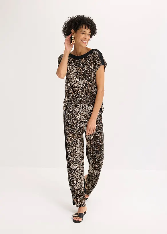 Pantalon en jersey avec bandes de satin, bonprix
