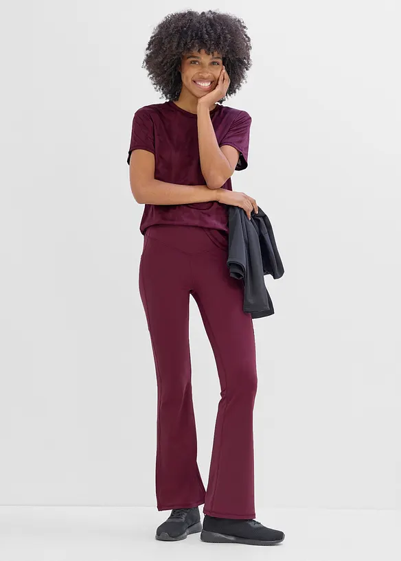 Ausgestellte Komfort Sport-Leggings mit Handytasche, schnelltrocknend, bonprix