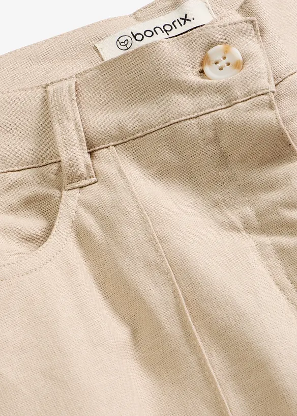 Pantalon palazzo l&eacute;ger en lin m&eacute;lang&eacute;, bonprix