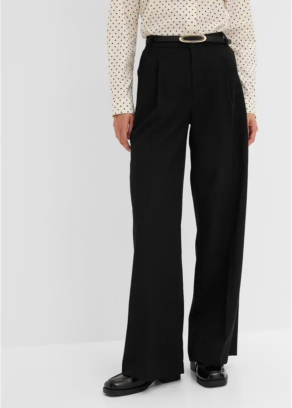Pantalon large &agrave; pinces, bonprix