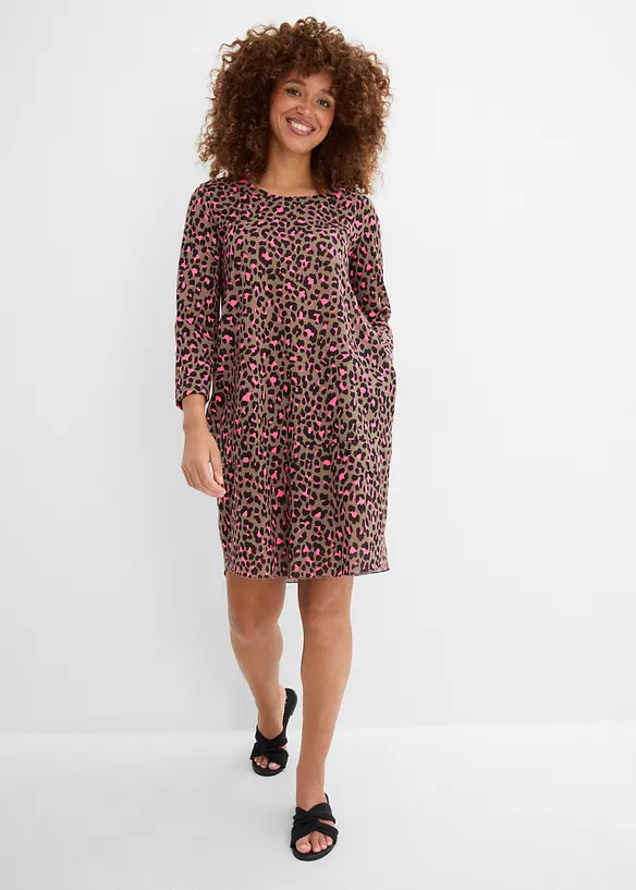 Kurzes Shirtkleid in Strickoptik, bonprix
