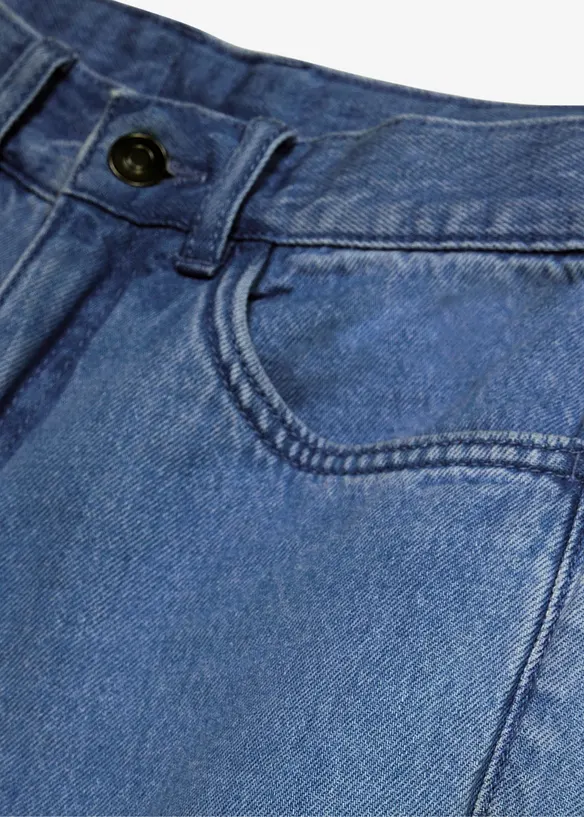 Bermuda loose en jean &agrave; taille r&eacute;glable, bonprix