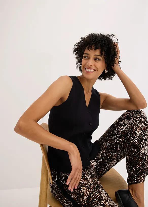 Gilet sans manches en maille, dos ajour&eacute;, bonprix