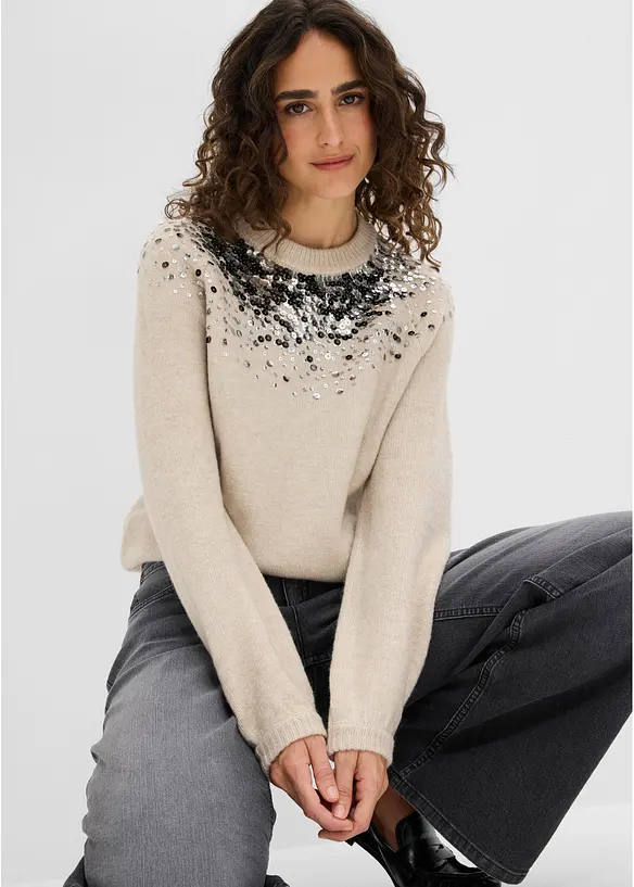Pullover mit bunten Pailletten, bonprix