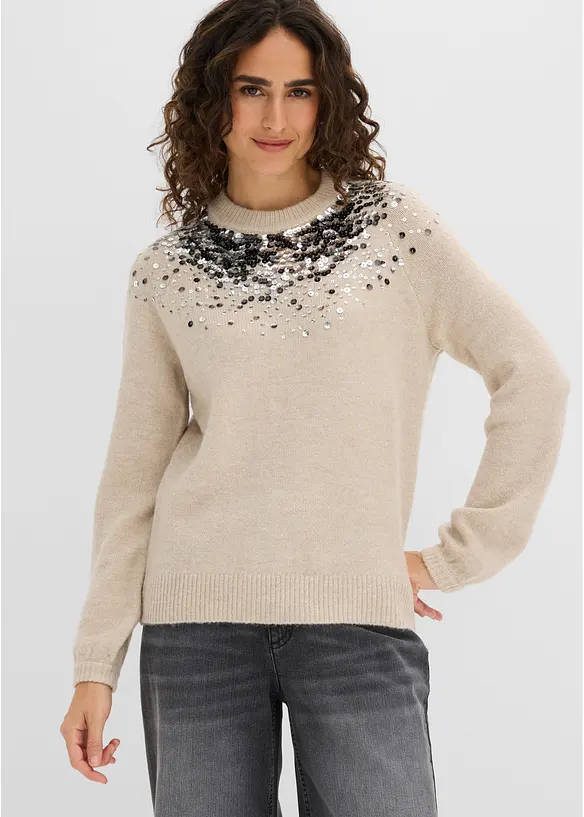 Pullover mit bunten Pailletten, bonprix