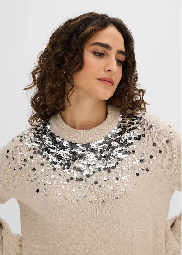 Pullover mit bunten Pailletten, bonprix