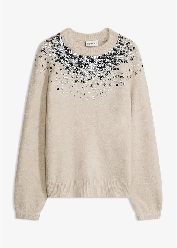 Pullover mit bunten Pailletten, bonprix