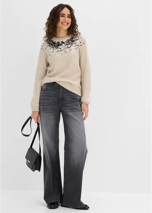 Pullover mit bunten Pailletten, bonprix