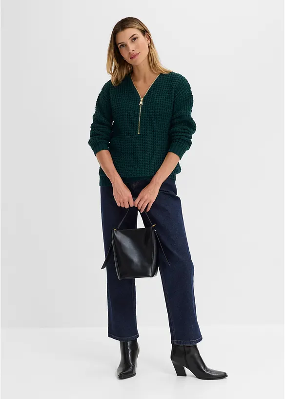 Pull en grosse maille avec zip, bonprix