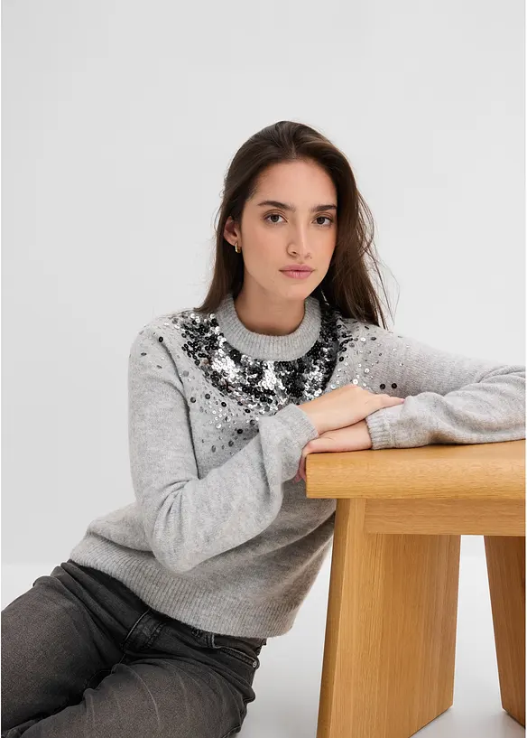 Pull &agrave; sequins multicolores, bonprix