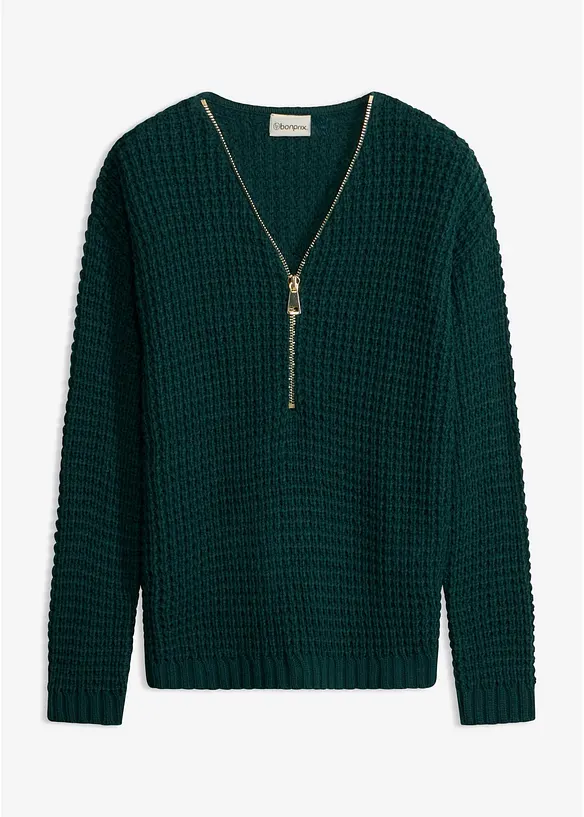 Pull en grosse maille avec zip, bonprix
