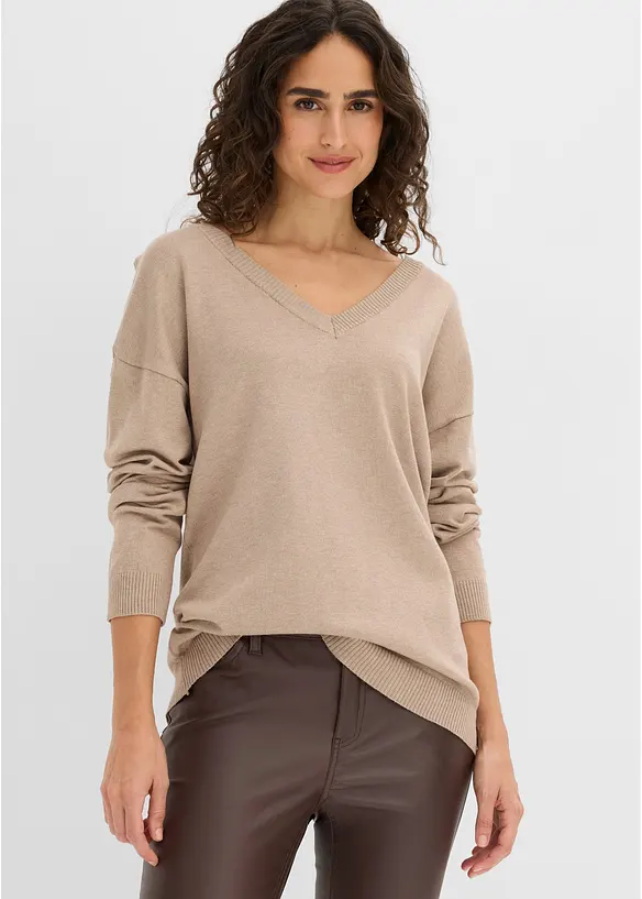 Pull oversize en viscose m&eacute;lang&eacute;e, bonprix