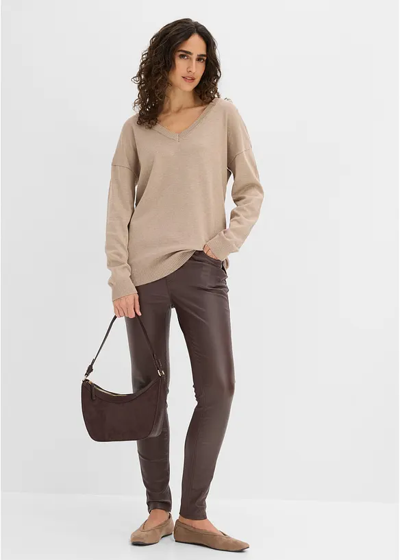 Pull oversize en viscose m&eacute;lang&eacute;e, bonprix