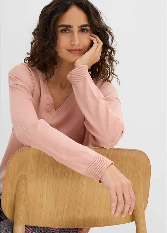 Pull oversize en viscose m&eacute;lang&eacute;e, bonprix