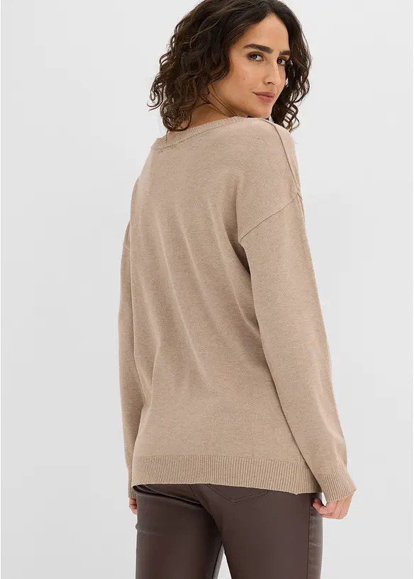Pull oversize en viscose m&eacute;lang&eacute;e, bonprix