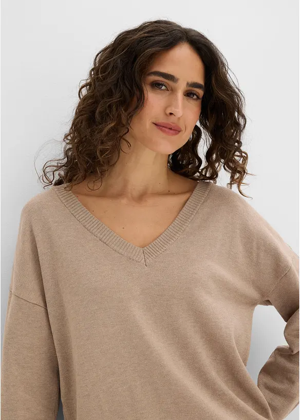 Pull oversize en viscose m&eacute;lang&eacute;e, bonprix