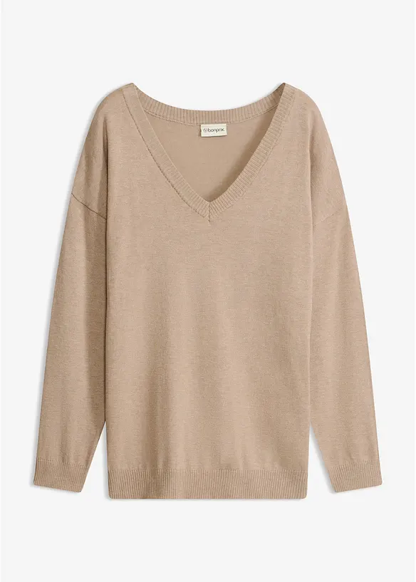 Pull oversize en viscose m&eacute;lang&eacute;e, bonprix