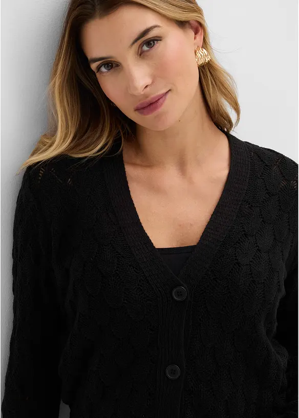 Gilet en maille ajour&eacute;e, bonprix