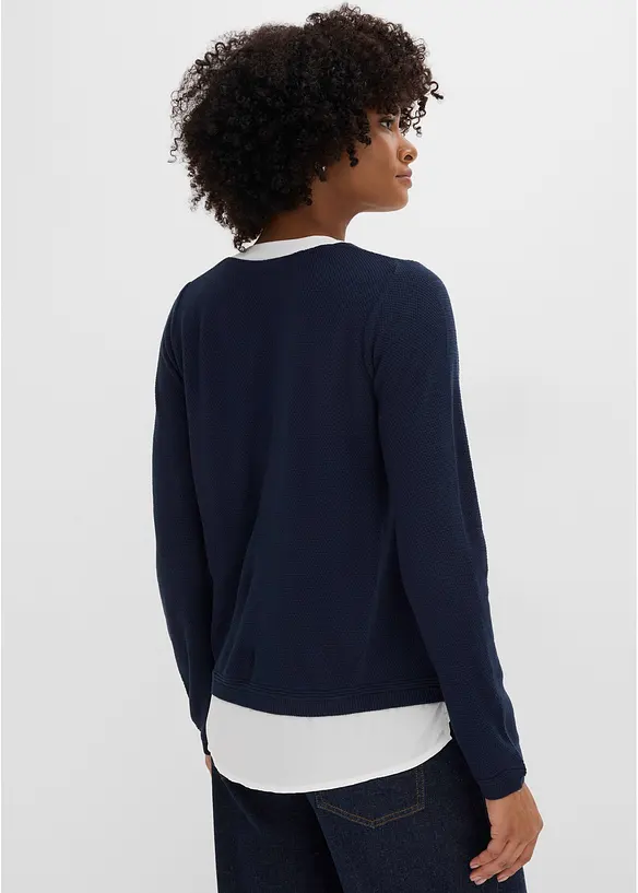 Feinstrickpullover mit Bluseneinsatz, bonprix