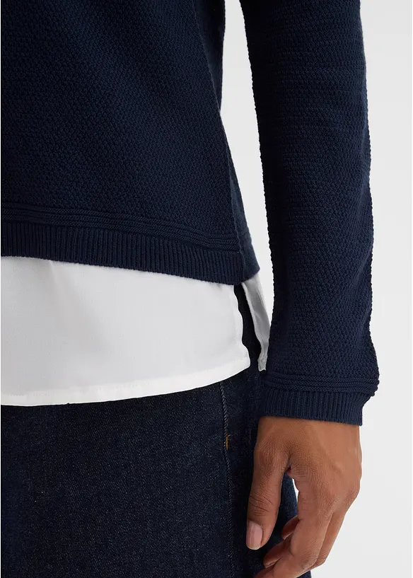 Feinstrickpullover mit Bluseneinsatz, bonprix