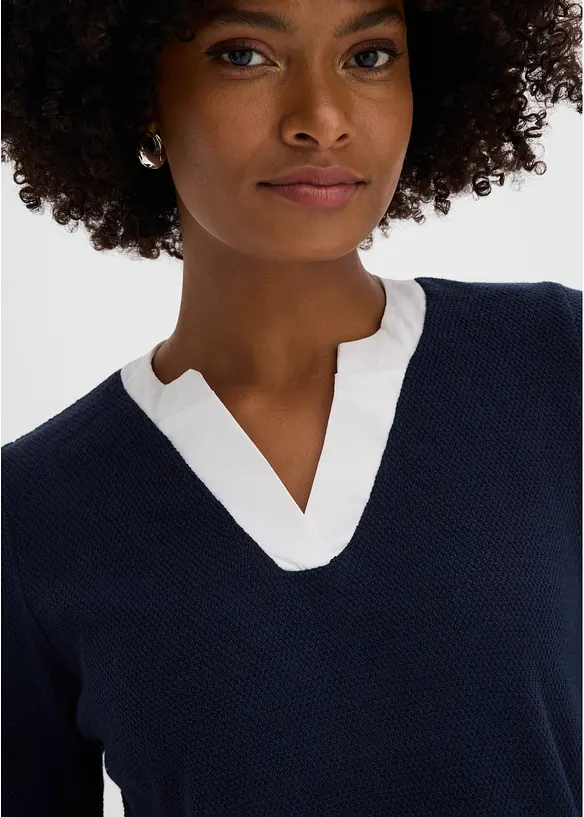 Feinstrickpullover mit Bluseneinsatz, bonprix