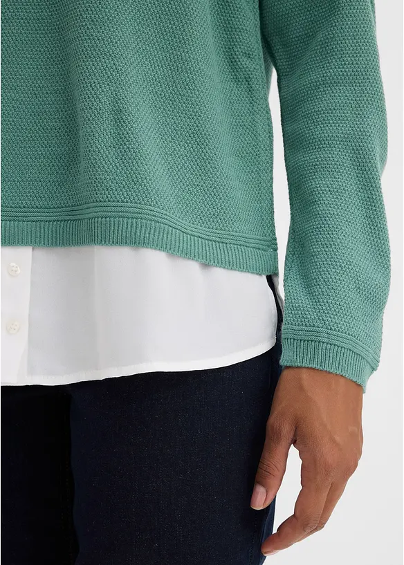 Pull en fine maille avec empi&egrave;cement chemisier, bonprix