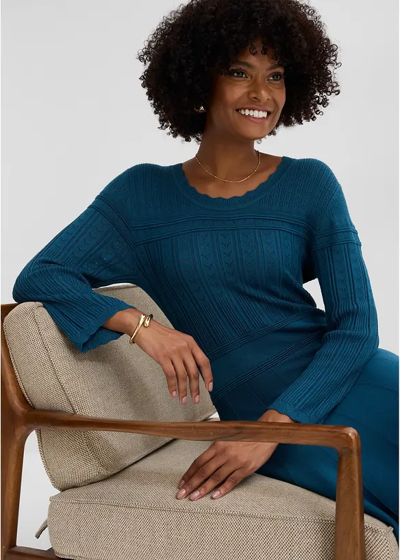 Robe en maille ajour&eacute;e, bonprix