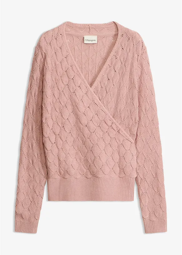 Ajour-Pullover in Wickeloptik, bonprix