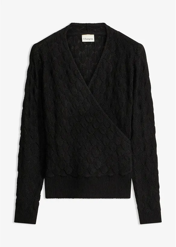 Ajour-Pullover in Wickeloptik, bonprix