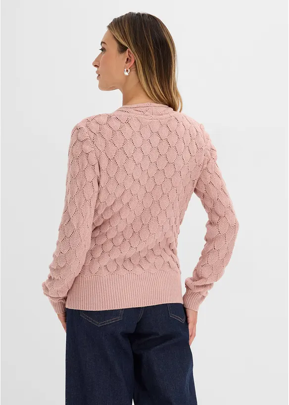 Ajour-Pullover in Wickeloptik, bonprix