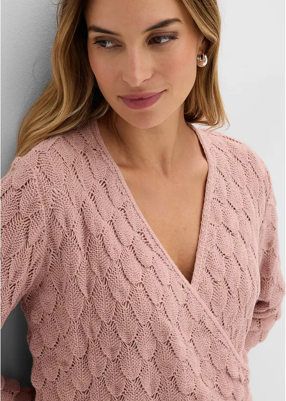Ajour-Pullover in Wickeloptik, bonprix