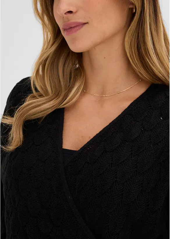 Ajour-Pullover in Wickeloptik, bonprix