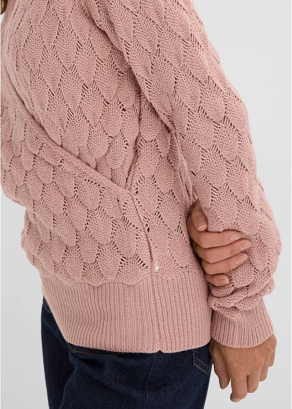 Ajour-Pullover in Wickeloptik, bonprix