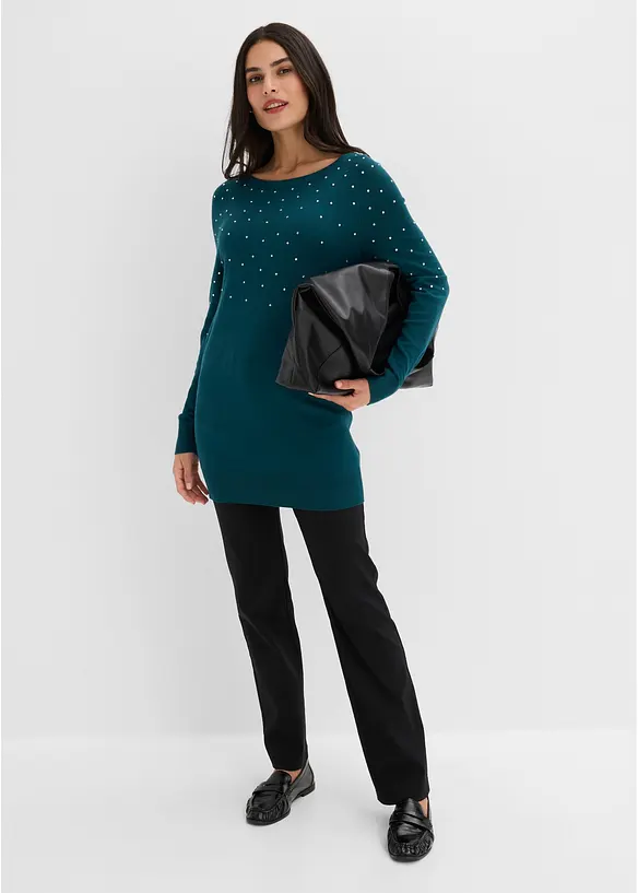 Pull long &agrave; strass, bonprix