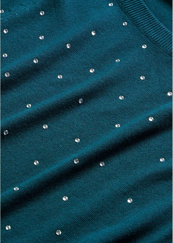 Pull long &agrave; strass, bonprix