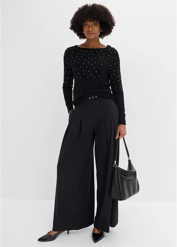 Pull long &agrave; strass, bonprix