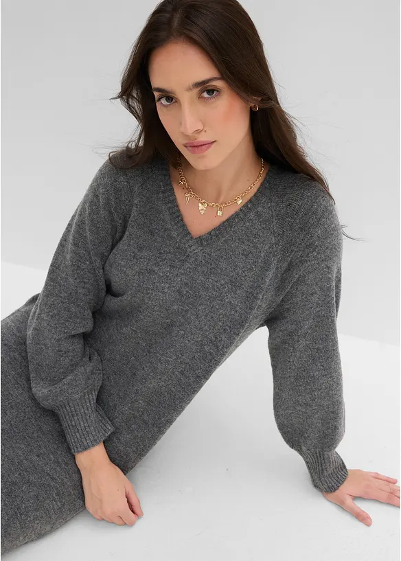 Oversized Strickkleid in Midil&auml;nge, bonprix