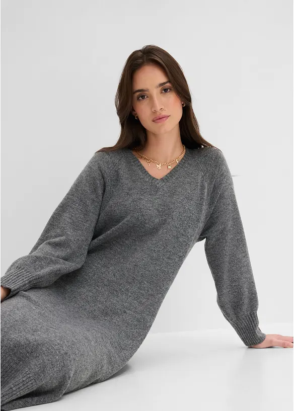 Oversized Strickkleid in Midil&auml;nge, bonprix