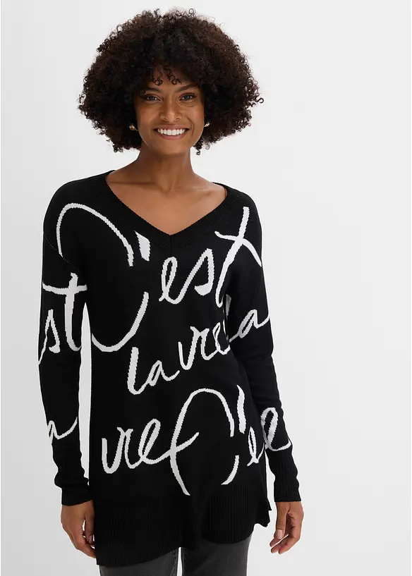 Longpullover mit Schriftzug, bonprix