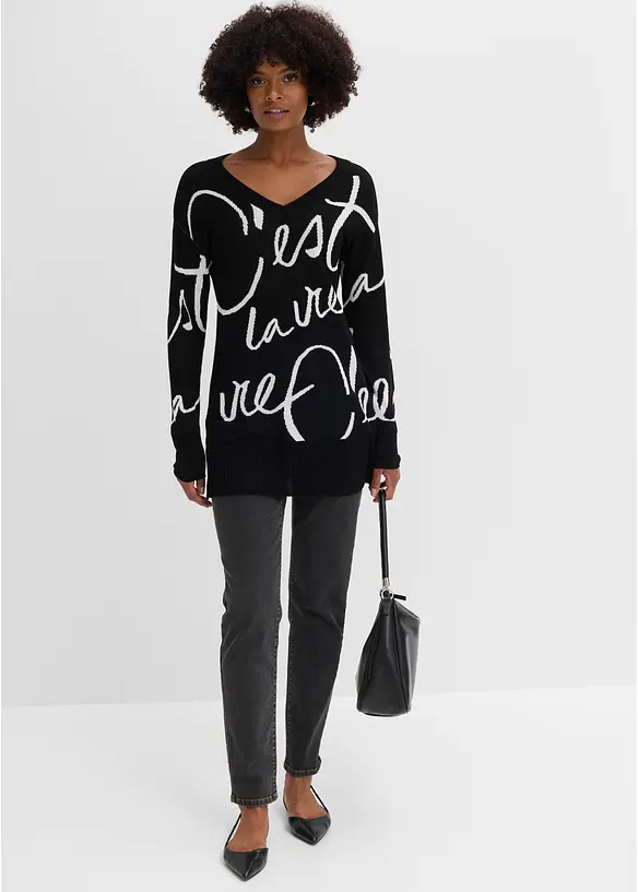 Longpullover mit Schriftzug, bonprix