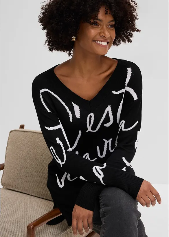 Longpullover mit Schriftzug, bonprix