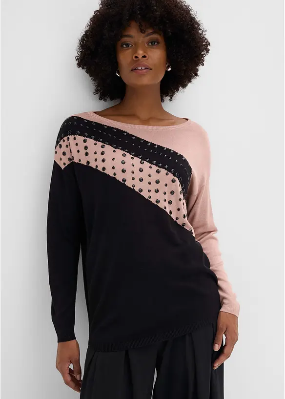 Pull long avec strass, bonprix