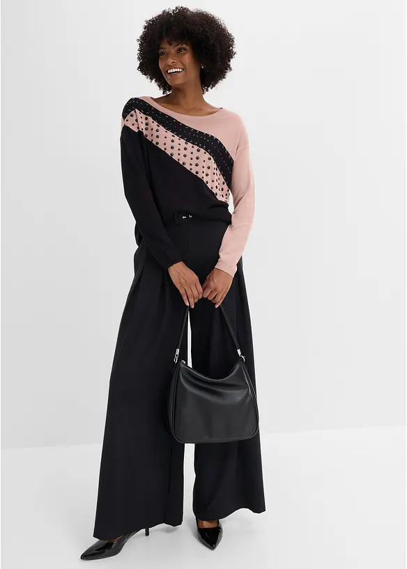 Pull long avec strass, bonprix