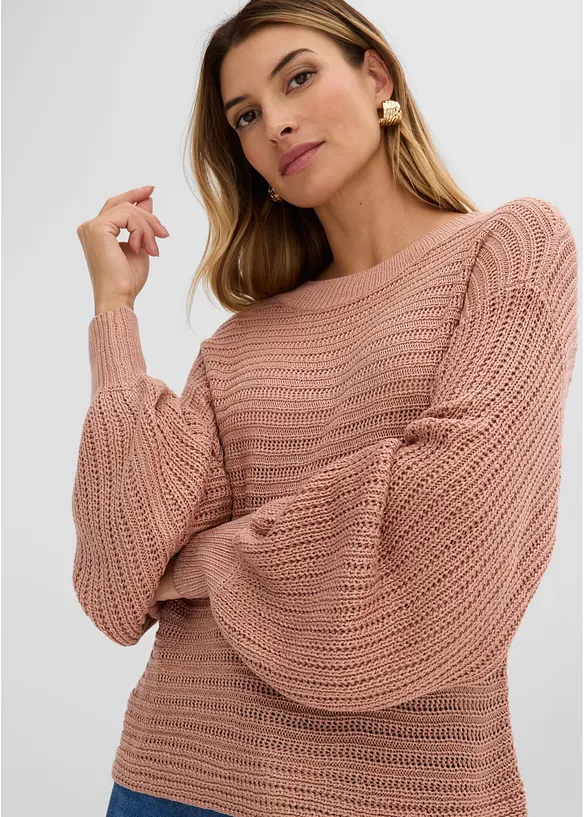 Pull oversize en maille ajour&eacute;e, bonprix