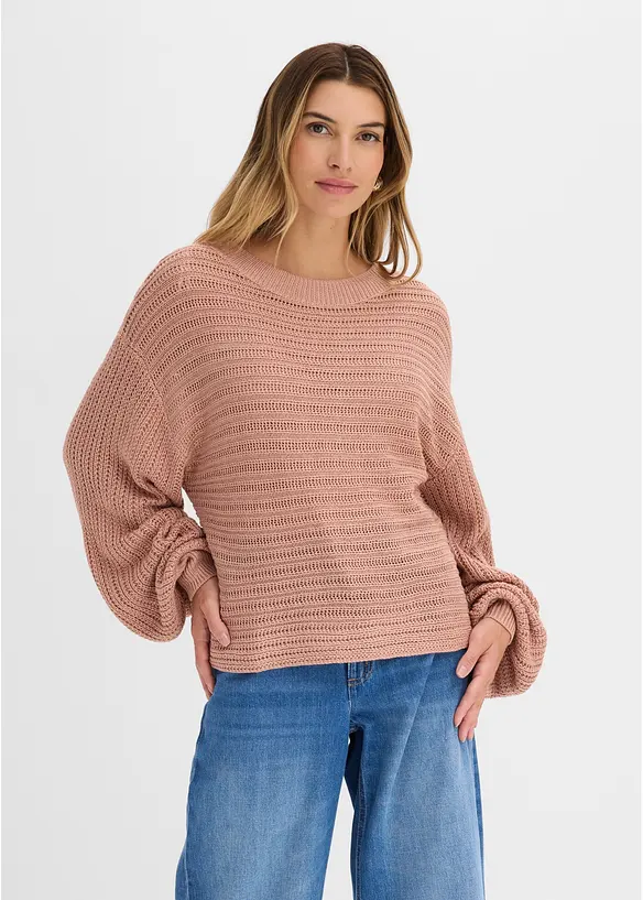 Pull oversize en maille ajour&eacute;e, bonprix