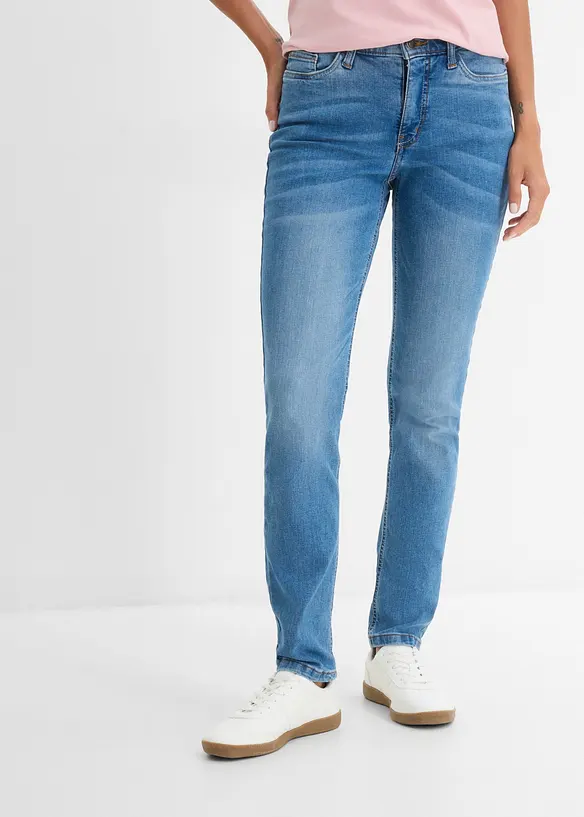 Jean droit taille mi-haute, extensible, bonprix