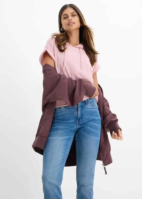 Jean droit taille mi-haute, extensible, bonprix