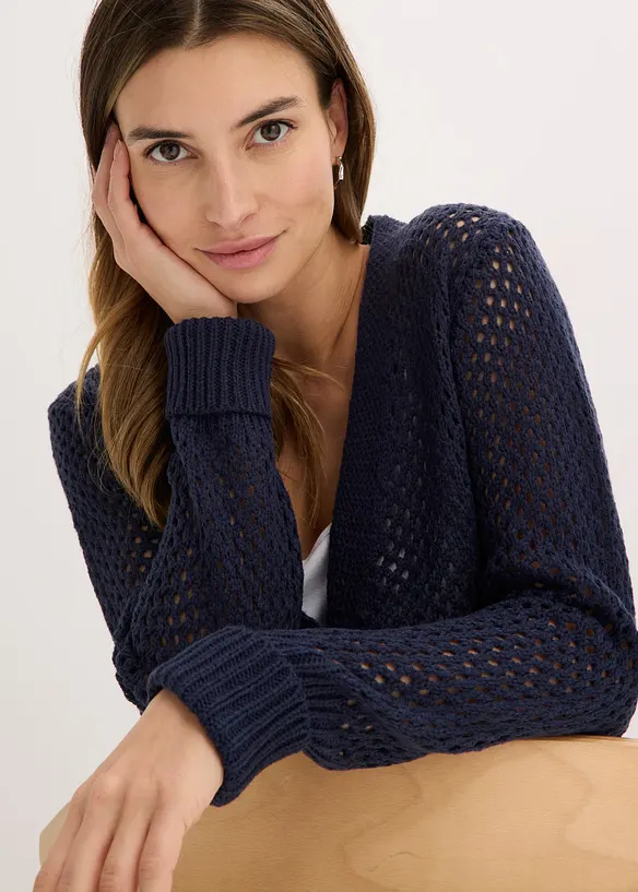 Gilet en maille ajour&eacute;e, bonprix